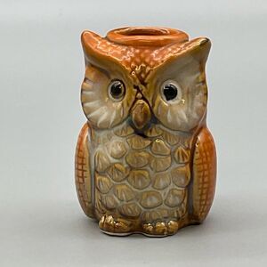 Vintage Owl Ceramic  Toothpick Holder Candle Holder Kitsch